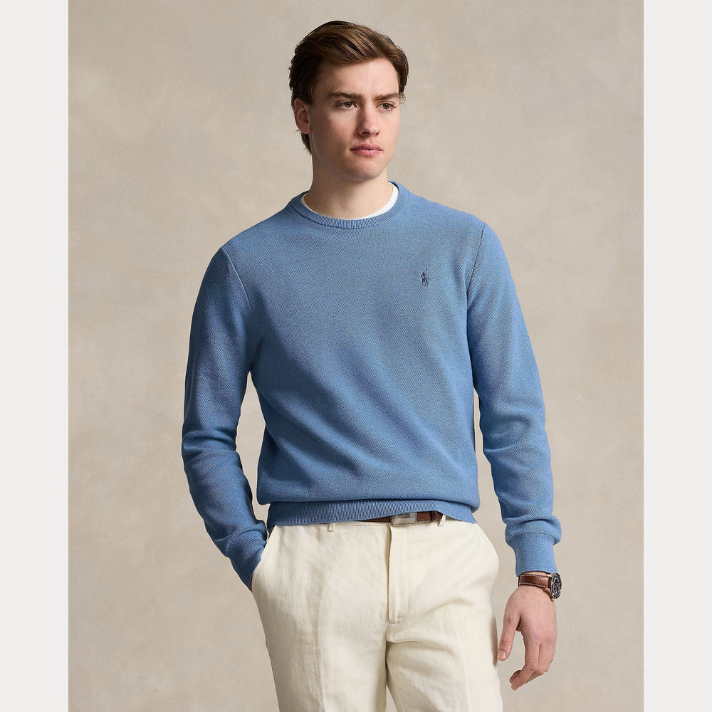 TEXTURED COTTON CREWNECK SWEATER – Accessorio premium elegante