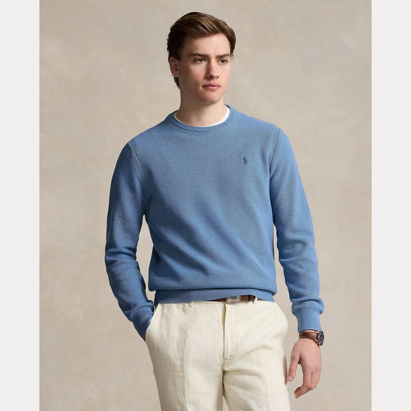 TEXTURED COTTON CREWNECK SWEATER – Accessorio premium elegante