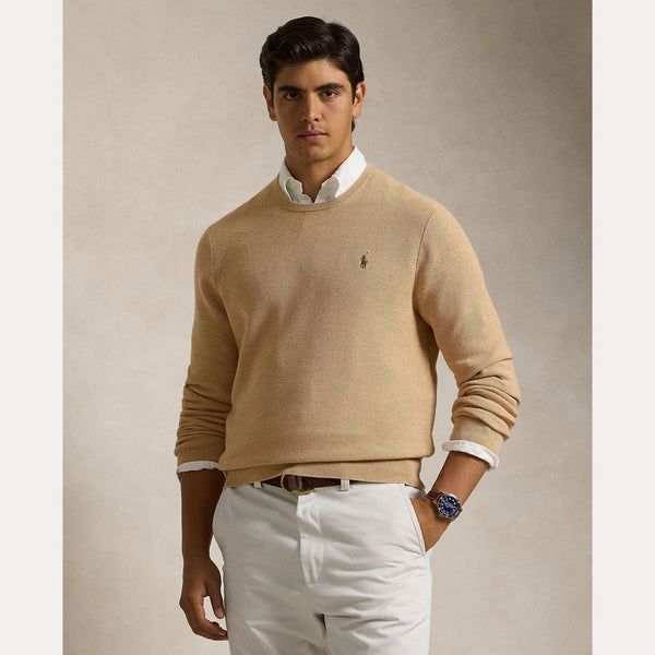 TEXTURED COTTON CREWNECK SWEATER – Accessorio premium elegante