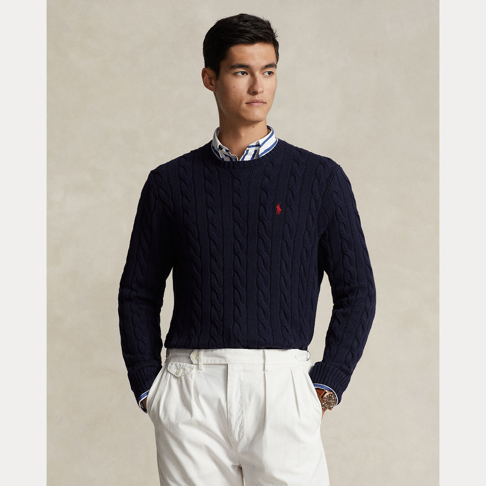 CABLE-KNIT COTTON SWEATER – Accessorio premium elegante