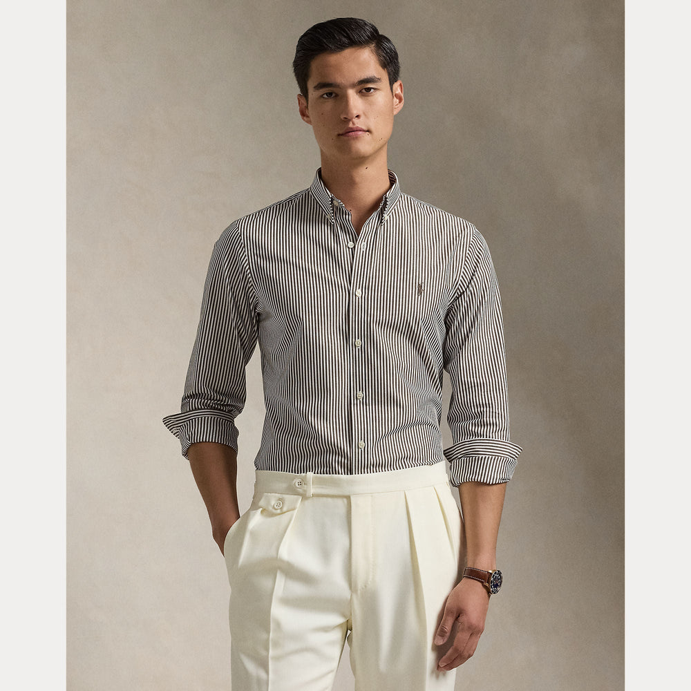 CUSTOM FIT STRIPED STRETCH POPLIN SHIRT – Accessorio premium elegante