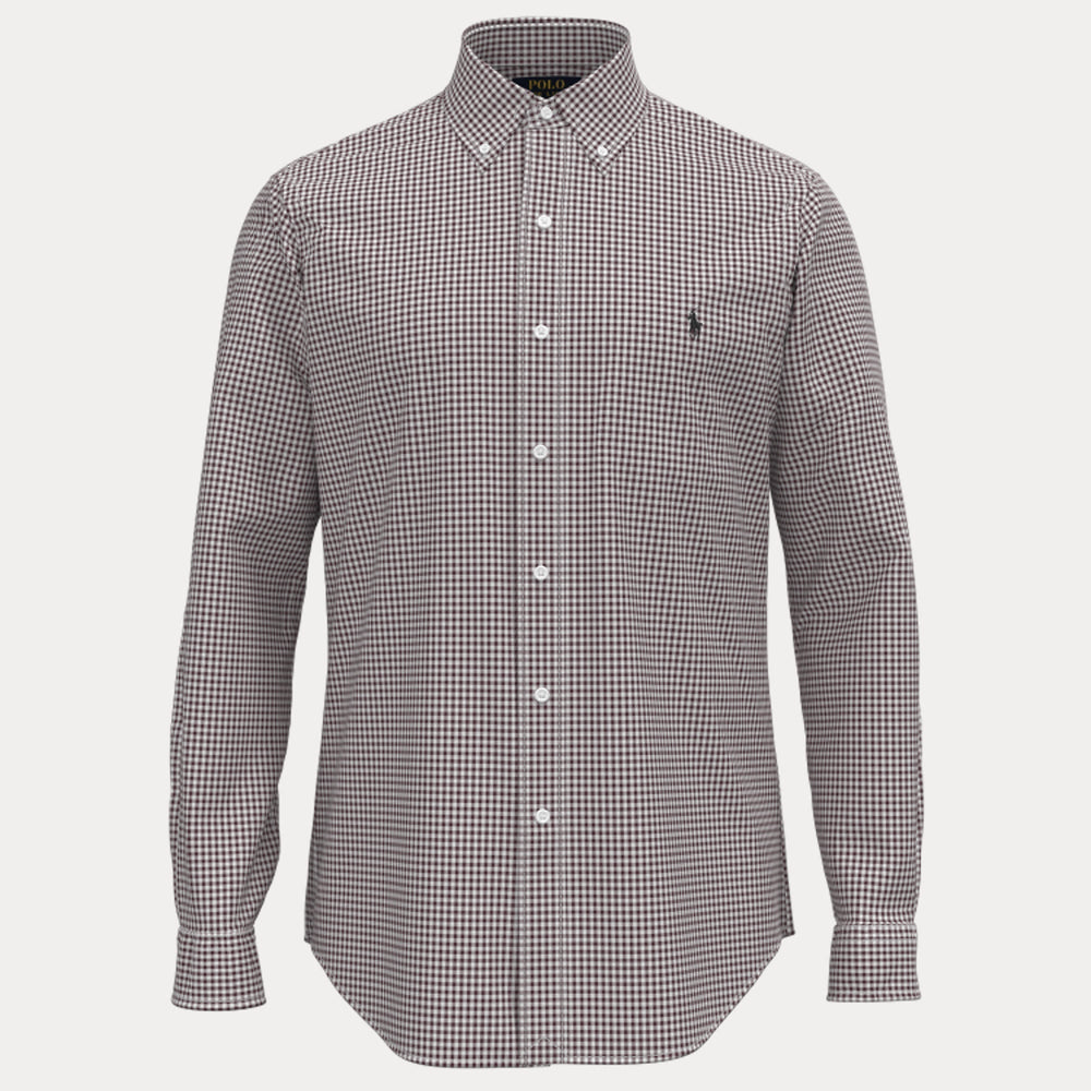 CUSTOM FIT GINGHAM STRETCH POPLIN SHIRT – Accessorio premium elegante