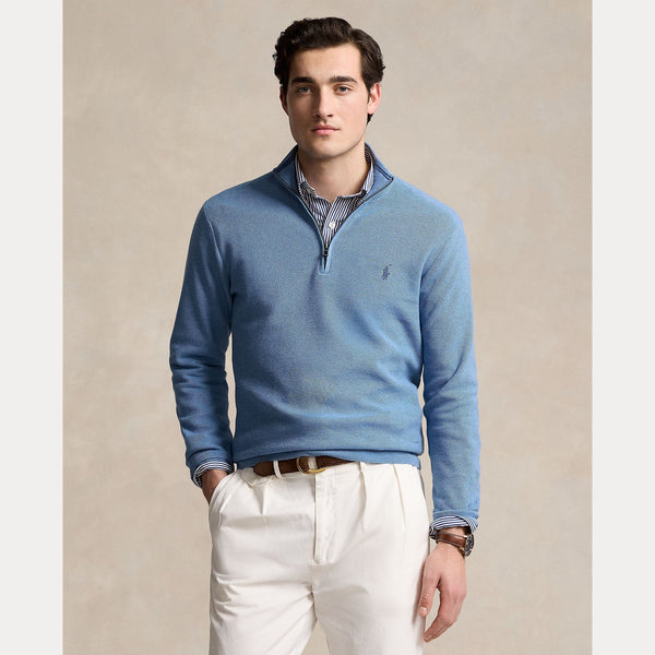 MESH-KNIT COTTON QUARTER-ZIP SWEATER – Accessorio premium elegante