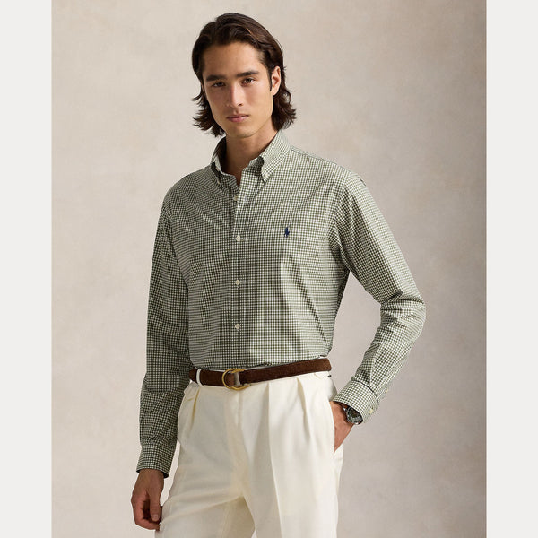 CUSTOM FIT GINGHAM STRETCH POPLIN SHIRT – Accessorio premium elegante