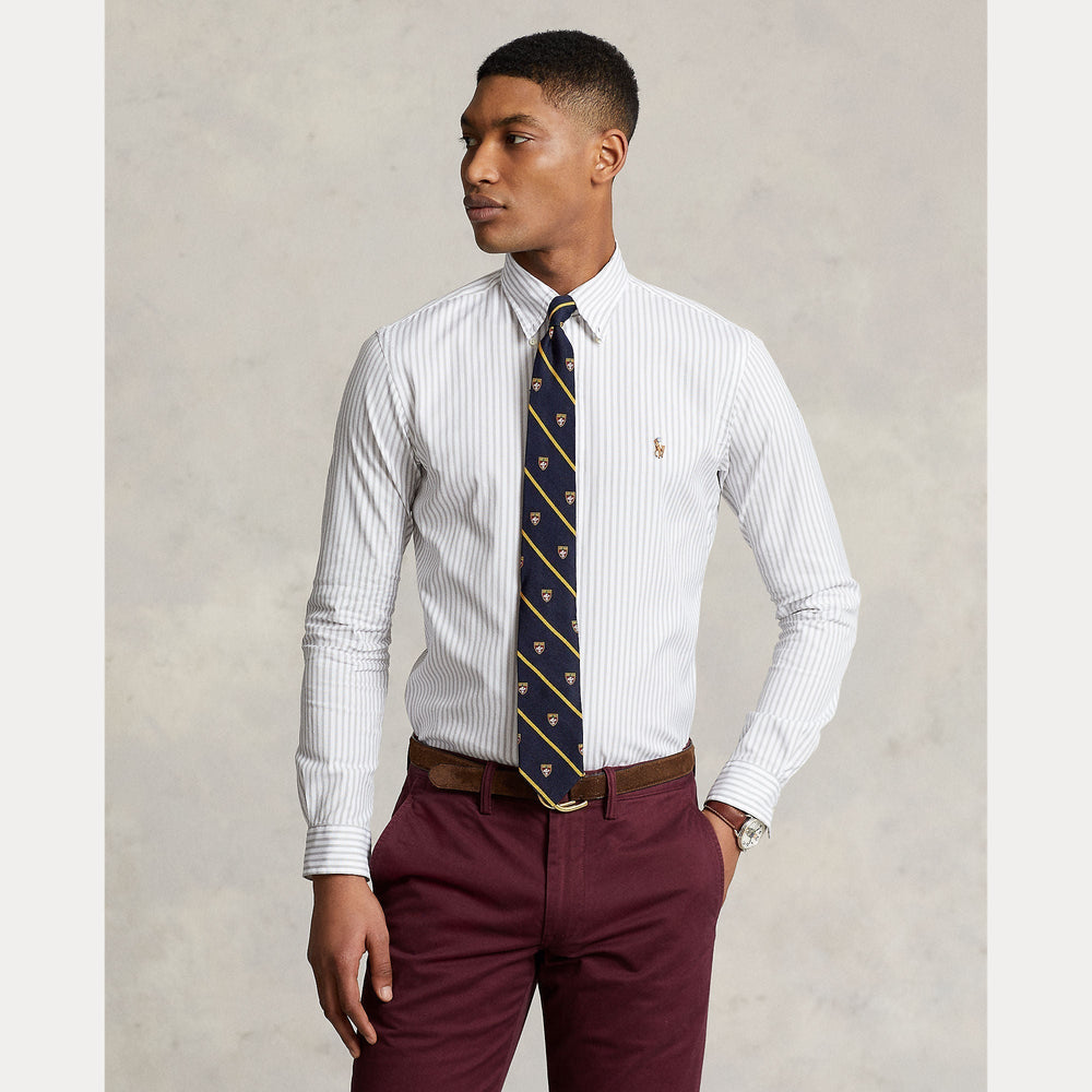 CUSTOM FIT STRIPED STRETCH OXFORD SHIRT – Accessorio premium elegante