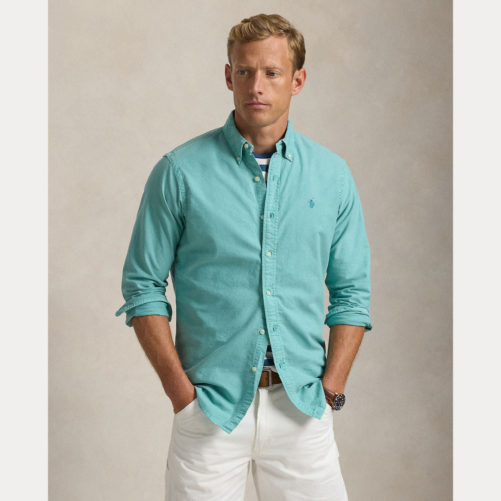 CUSTOM FIT GARMENT-DYED OXFORD SHIRT – Accessorio premium elegante