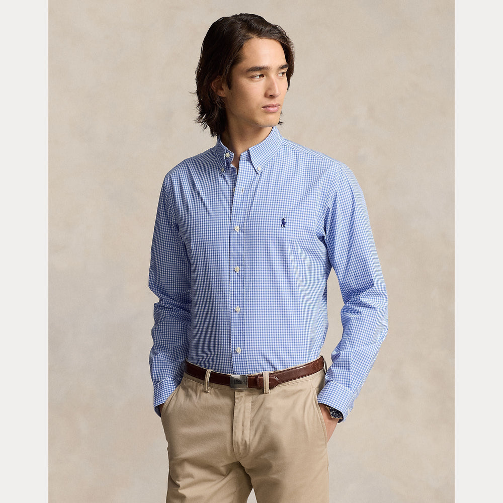 SLIM FIT CHECKED STRETCH POPLIN SHIRT – Accessorio premium elegante
