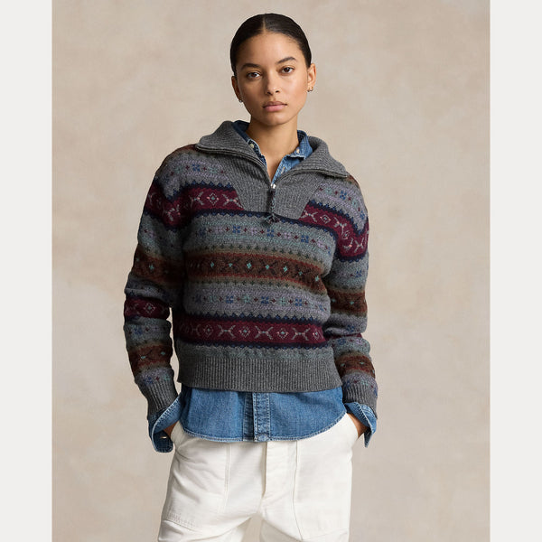 FAIR ISLE WOOL HALF-ZIP SWEATER – Accessorio premium elegante