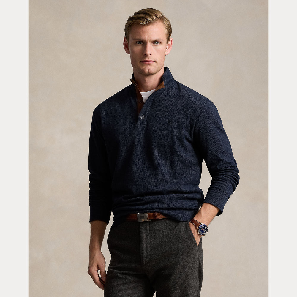 HERRINGBONE-PRINT LUXURY JERSEY PULLOVER – Accessorio premium elegante
