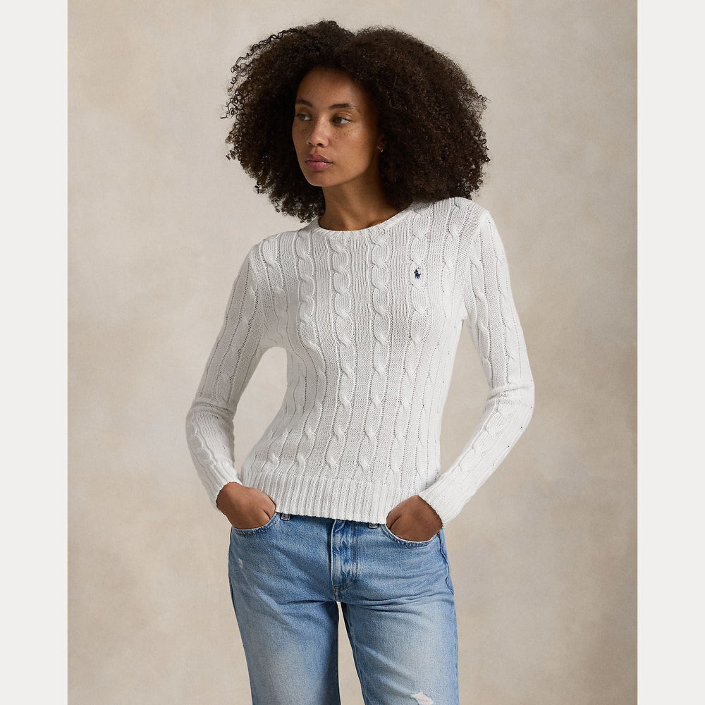 CABLE-KNIT COTTON CREWNECK SWEATER – Accessorio premium elegante